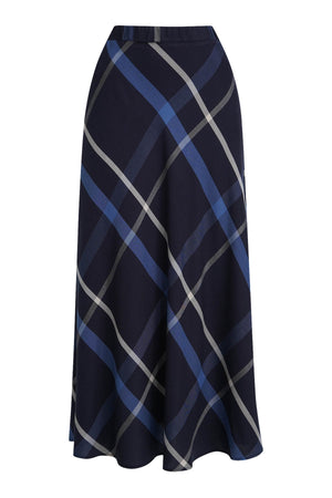 Navy Diagonal Check Skirt