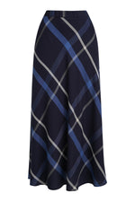 Load image into Gallery viewer, Navy Diagonal Check Skirt
