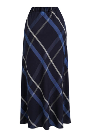 Navy Diagonal Check Skirt