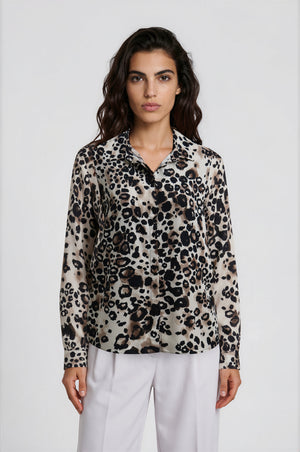 Brown Animal Print Blouse