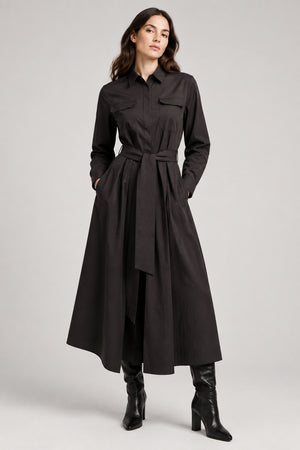 Dark Brown Utility Shirt Dress