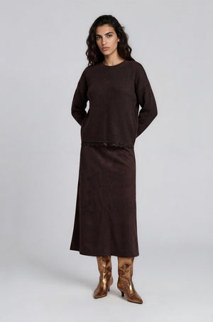 Mocha Faux Suede Skirt