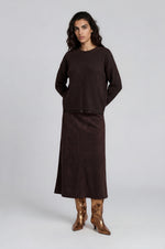 Load image into Gallery viewer, Mocha Faux Suede Skirt
