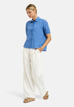 Load image into Gallery viewer, Blue Striped Bow Blouse
