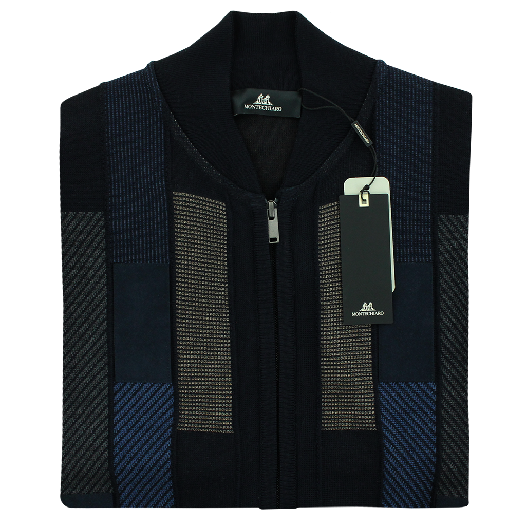 Montechiaro 3D Alcantara Cardigan Navy