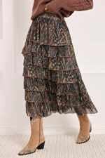 Load image into Gallery viewer, Grey Printed Ruffled Skirt
