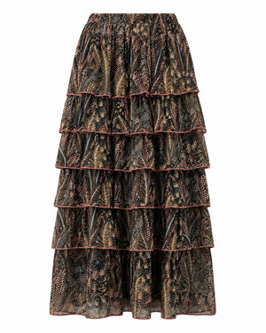 Grey Printed Ruffled Skirt