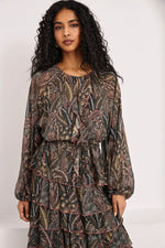 Load image into Gallery viewer, Grey Printed Ruffled Blouse
