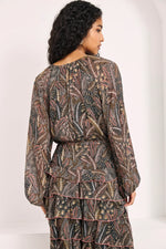 Load image into Gallery viewer, Grey Printed Ruffled Blouse
