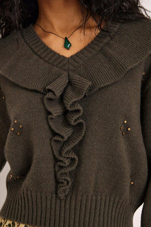 Green Ruffled Pullover