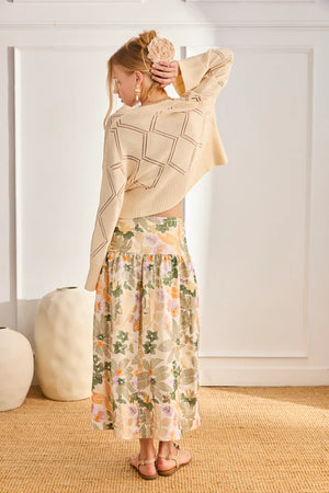 Ecru Open Diamond Pattern Sweater