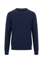 Load image into Gallery viewer, Navy Merino Cashmere Crew Neck Sweater
