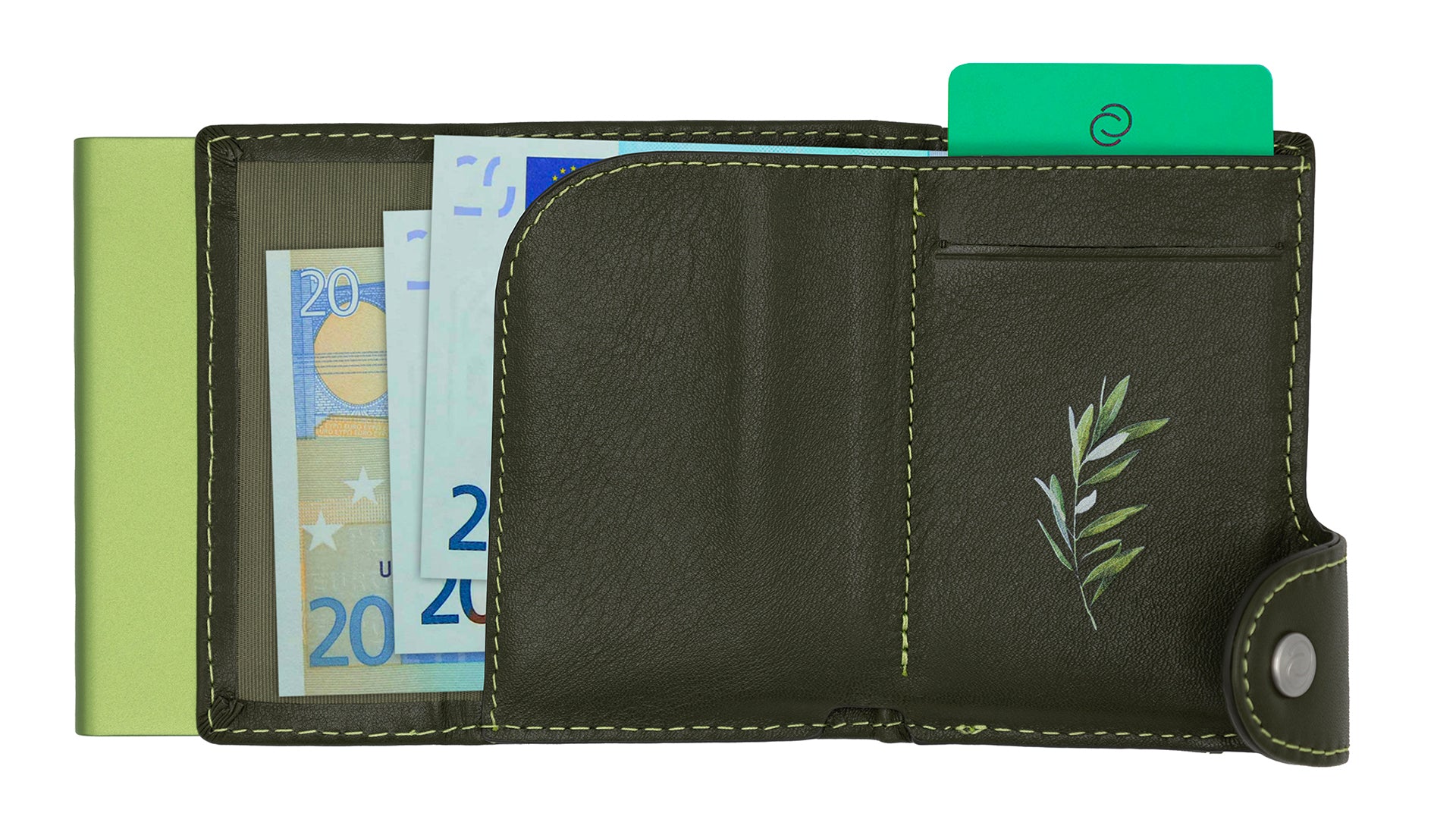 C-Secure Single Wallet  Olive Green