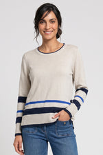 Load image into Gallery viewer, Beige Lower Striped Henny Jumper
