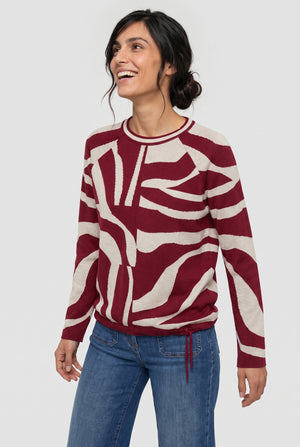 Red Abstract Print Jumper