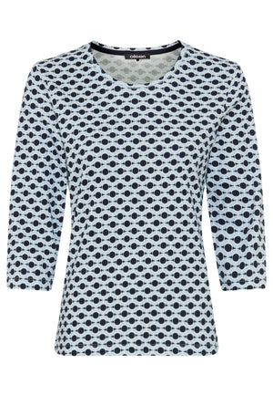 Navy Edda Printed Top