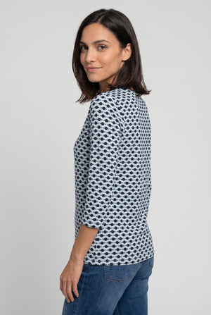 Navy Edda Printed Top