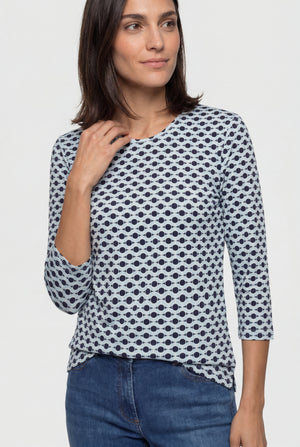 Navy Edda Printed Top