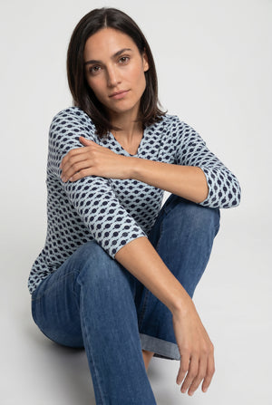 Navy Edda Printed Top
