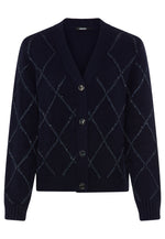 Load image into Gallery viewer, Blue Sequin Argyle Cardigan
