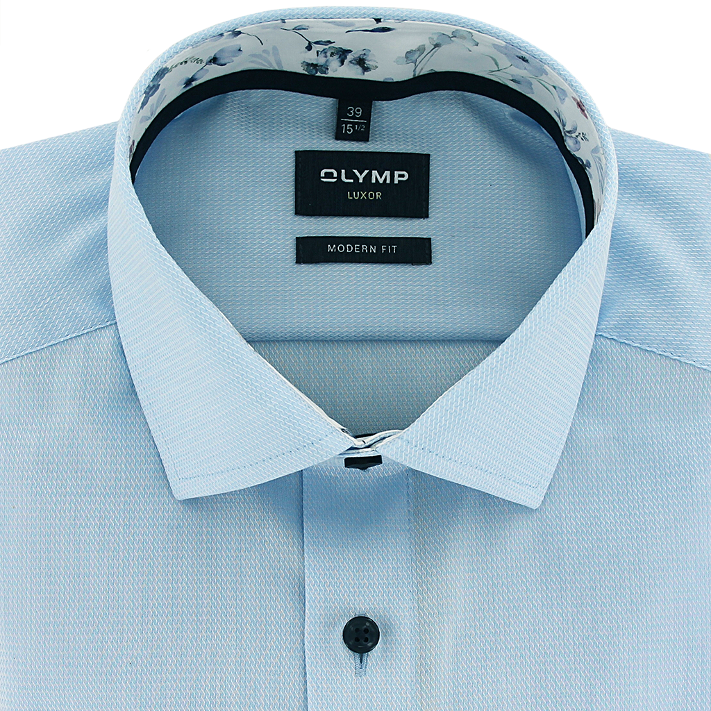 Olymp Luxor Modern Fit Textured Cotton Shirt Blue