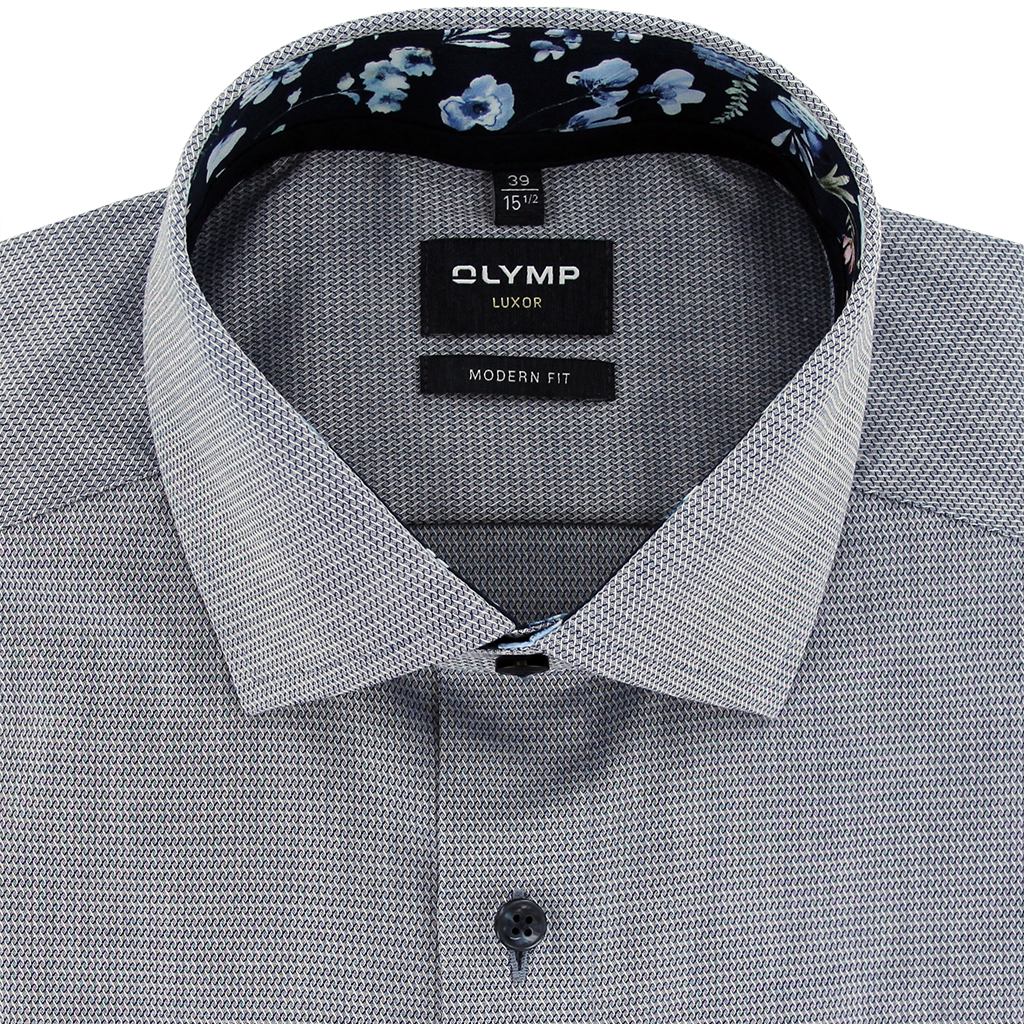 Olymp Luxor Modern Fit Textured Cotton Shirt Navy