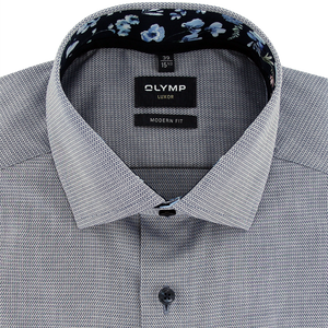 Olymp Luxor Modern Fit Textured Cotton Shirt Navy