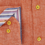 Load image into Gallery viewer, Oscar of Sweden Regular Fit Linen Cotton Shirt Orange
