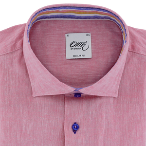 Oscar of Sweden Regular Fit Linen Cotton Shirt Pink