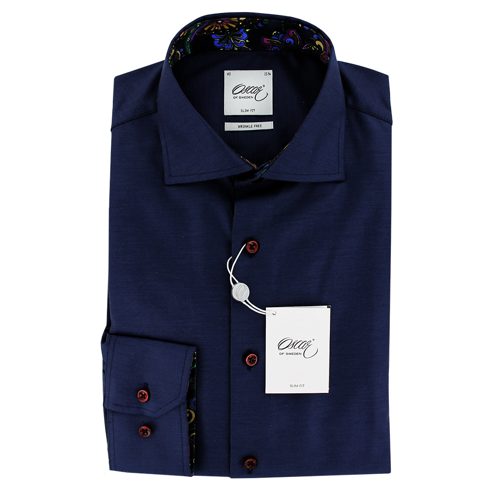 Oscar of Sweden Slim Fit Twill Shirt Navy