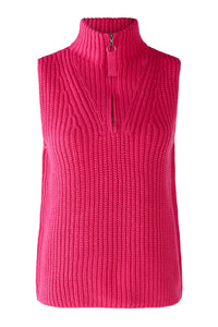 Oui Knitted Half Zip Vest Pink