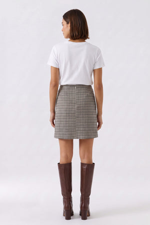 Grey Houndstooth Mini Skirt