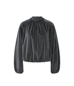 Load image into Gallery viewer, Silver Mock Neck Lurex Blouse
