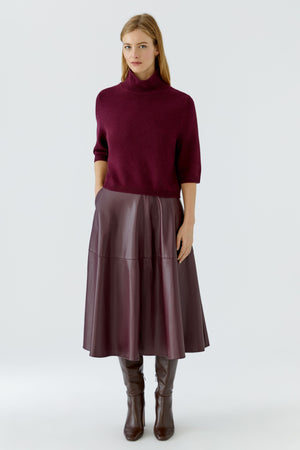 Berry Faux Leather Skirt