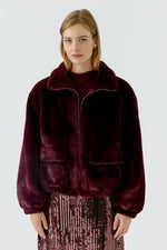 Load image into Gallery viewer, Berry Faux Fur Jacket
