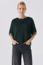 Load image into Gallery viewer, Green Fringed Short Sleeve Blouse
