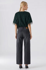 Load image into Gallery viewer, Green Fringed Short Sleeve Blouse

