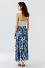 Load image into Gallery viewer, Blue Paisley Maxi Skirt
