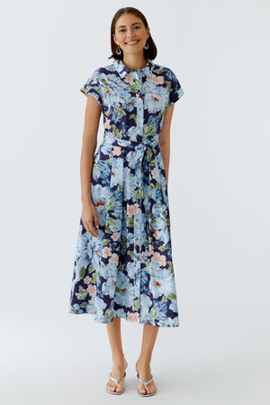 Blue Floral Midi Dress