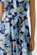 Load image into Gallery viewer, Blue Floral Midi Dress
