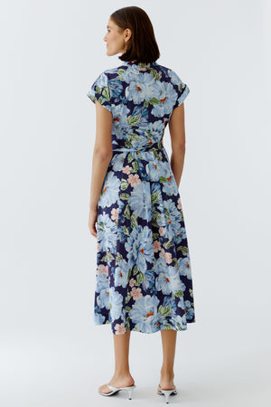 Blue Floral Midi Dress