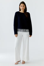 Load image into Gallery viewer, Blue Tassel Hem Sweater
