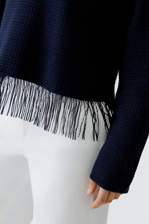 Blue Tassel Hem Sweater