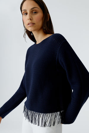 Blue Tassel Hem Sweater