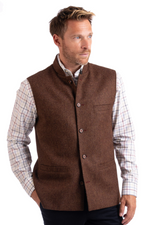 Load image into Gallery viewer, Brown Pernith Long Tweed Waistcoat
