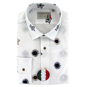 Poggianti 1958 Fancy Embroidered Shirt White