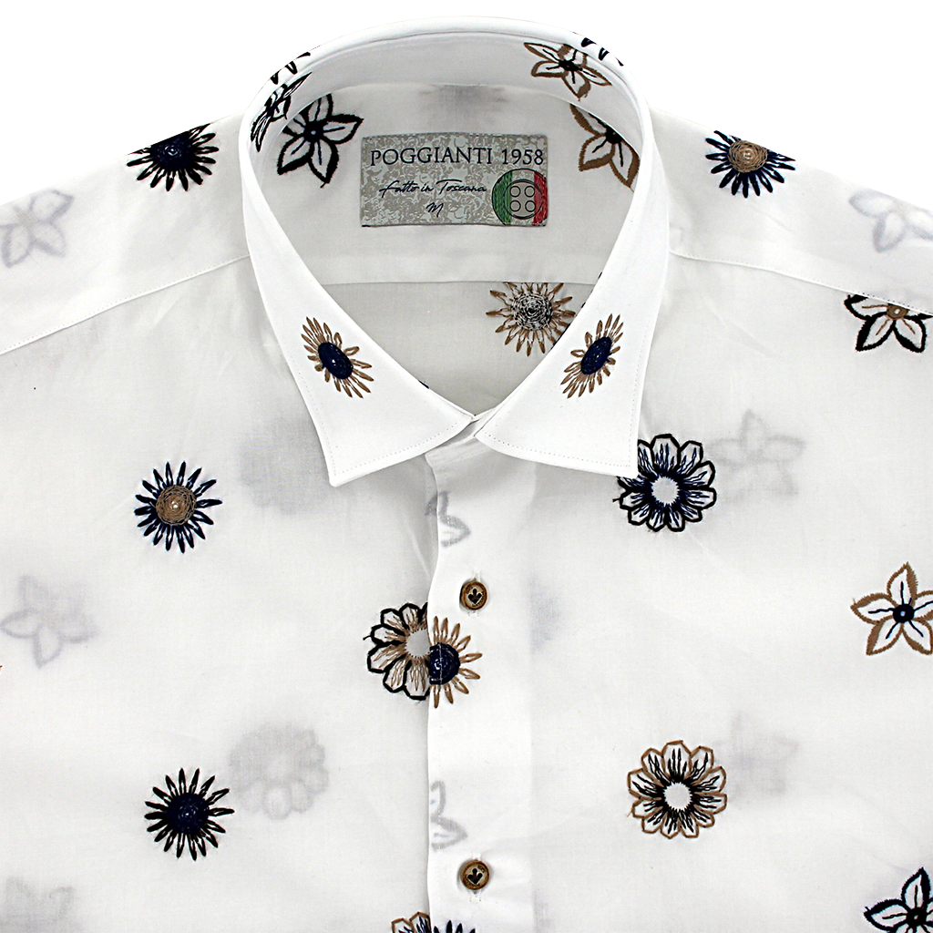 Poggianti 1958 Fancy Embroidered Shirt White