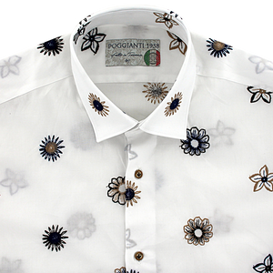 Poggianti 1958 Fancy Embroidered Shirt White