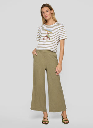 Khaki Wide Leg Trousers