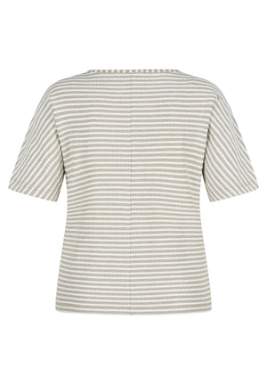 Khaki Striped Textured T-Shirt